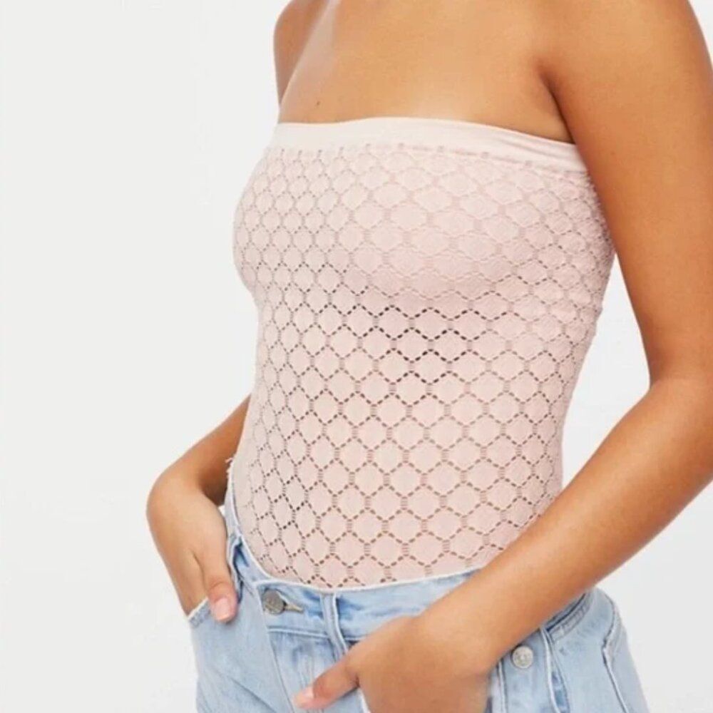 NWOT‎ Free People honeycomb textured tube top in Pink Size M/L